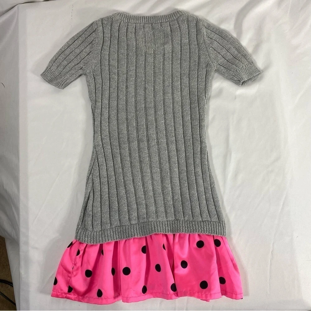 Justice Girls Drop Waist Polka Drop Ruffle Sweater Dress